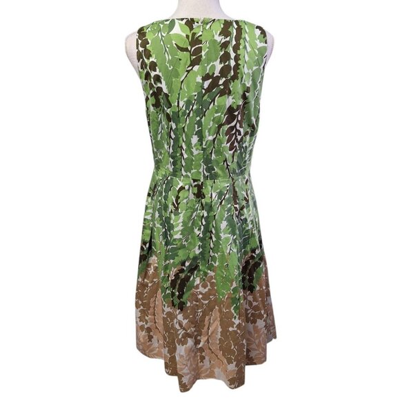 Talbots A Line Dress Pockets Womens Size 10 Green Leaves Spring Tea Sleeveless - Picture 2 of 13